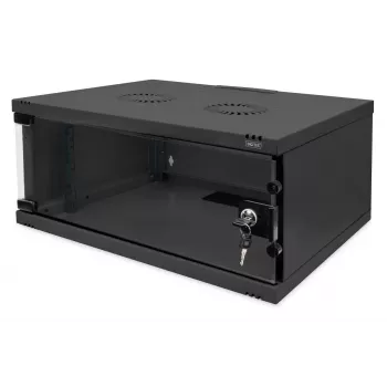 DIGITUS 4U szafka ścienna SOHO niezmontowana 241x540x400mm pełne szklane drzwi przednie czarna