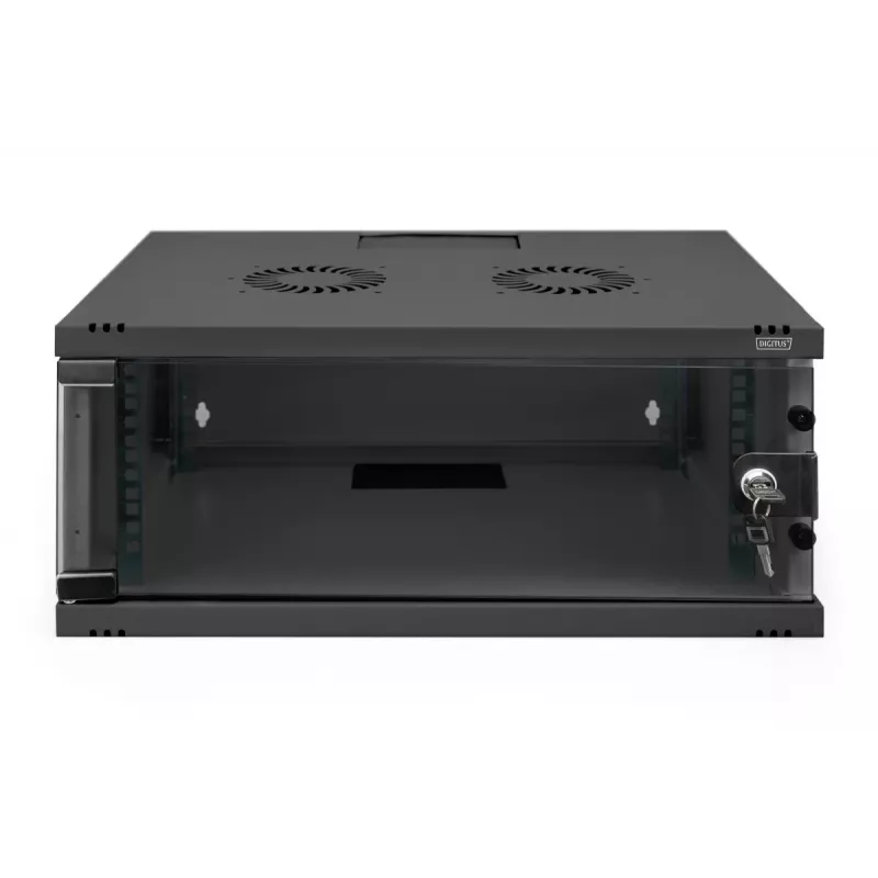 DIGITUS 4U szafka ścienna SOHO niezmontowana 241x540x400mm pełne szklane drzwi przednie czarna