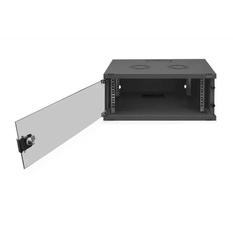 DIGITUS 4U szafka ścienna SOHO niezmontowana 241x540x400mm pełne szklane drzwi przednie czarna