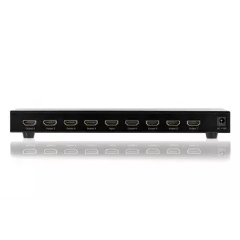 DIGITUS HDMI Splitter, 8 portów 1080p, 3D, HDMI High Speed, 2,25 GHz/225 MHz, obudowa metalowa, czarny