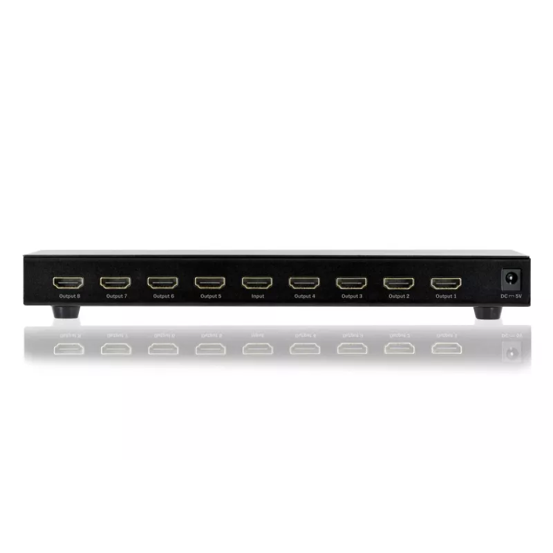 DIGITUS HDMI Splitter, 8 portów 1080p, 3D, HDMI High Speed, 2,25 GHz/225 MHz, obudowa metalowa, czarny