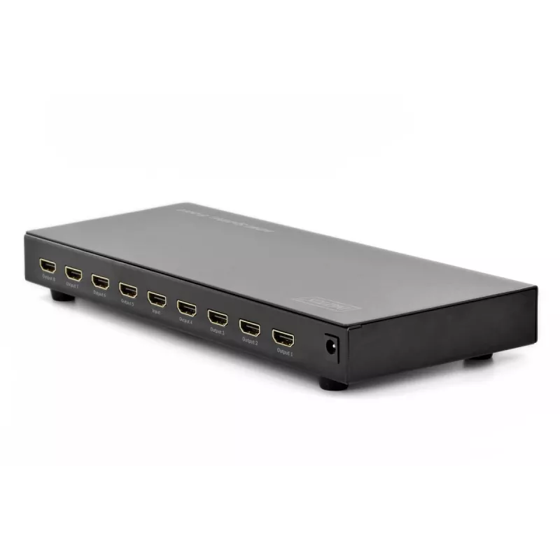 DIGITUS HDMI Splitter, 8 portów 1080p, 3D, HDMI High Speed, 2,25 GHz/225 MHz, obudowa metalowa, czarny