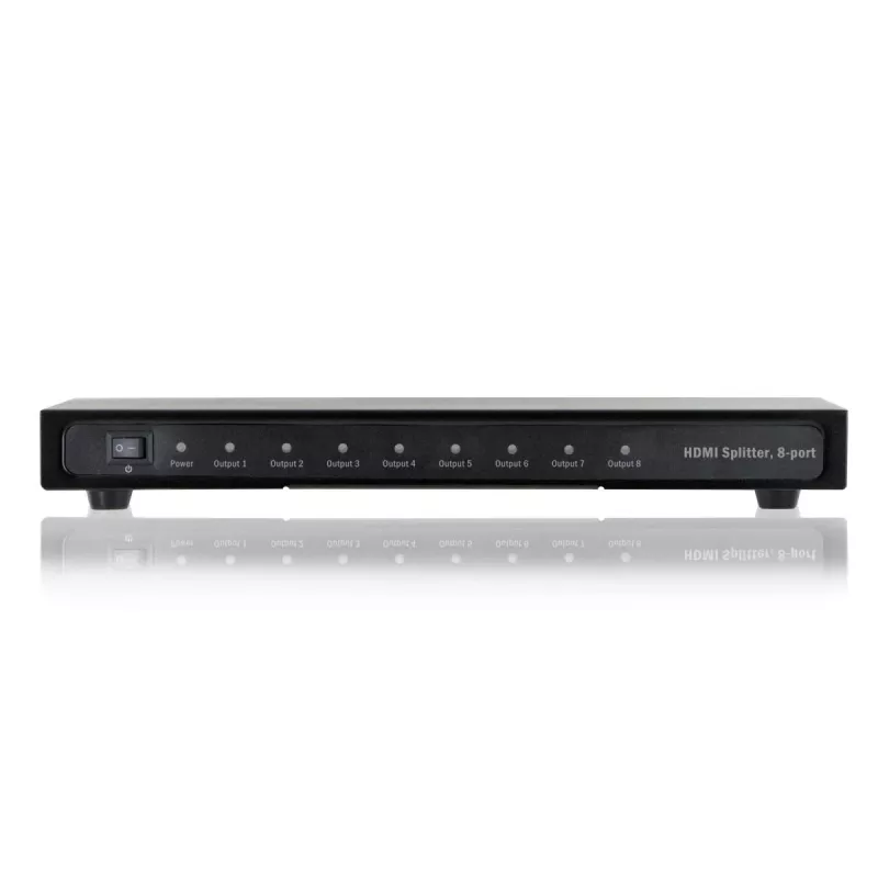 DIGITUS HDMI Splitter, 8 portów 1080p, 3D, HDMI High Speed, 2,25 GHz/225 MHz, obudowa metalowa, czarny