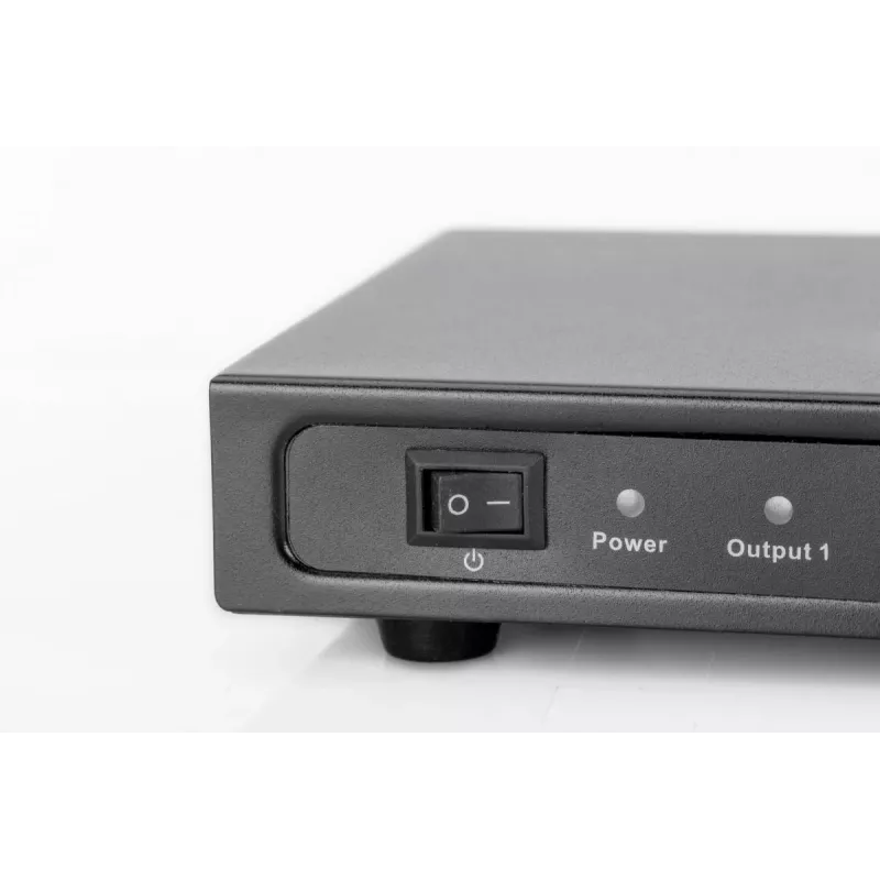 DIGITUS HDMI Splitter, 8 portów 1080p, 3D, HDMI High Speed, 2,25 GHz/225 MHz, obudowa metalowa, czarny