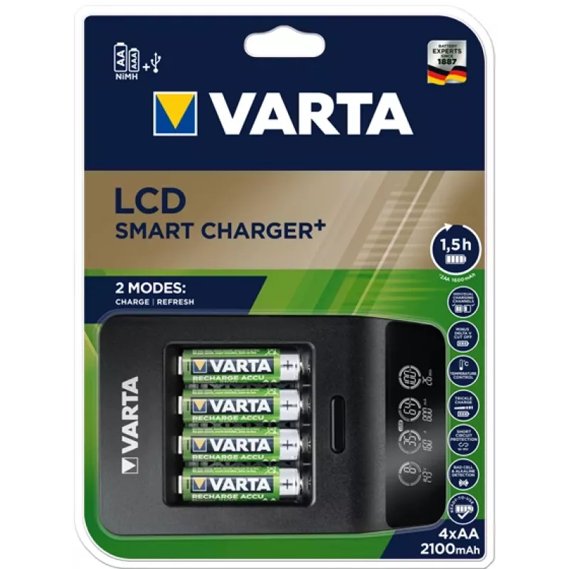 VARTA LCD Smart Charger+ Z 4 Bateriami Aa 2100mAh