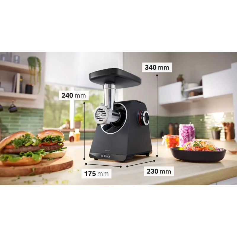 Maszynka do mięsa Bosch Serie 4 MFWS450B 500 W, 2,5 kg/min, 2 prędkości, czarna