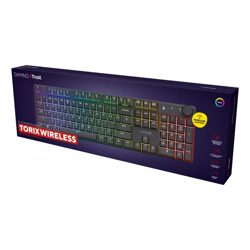Klawiatura Trust GXT 868 Torix dla graczy USB + RF Wireless + Bluetooth QWERTY US English czarna
