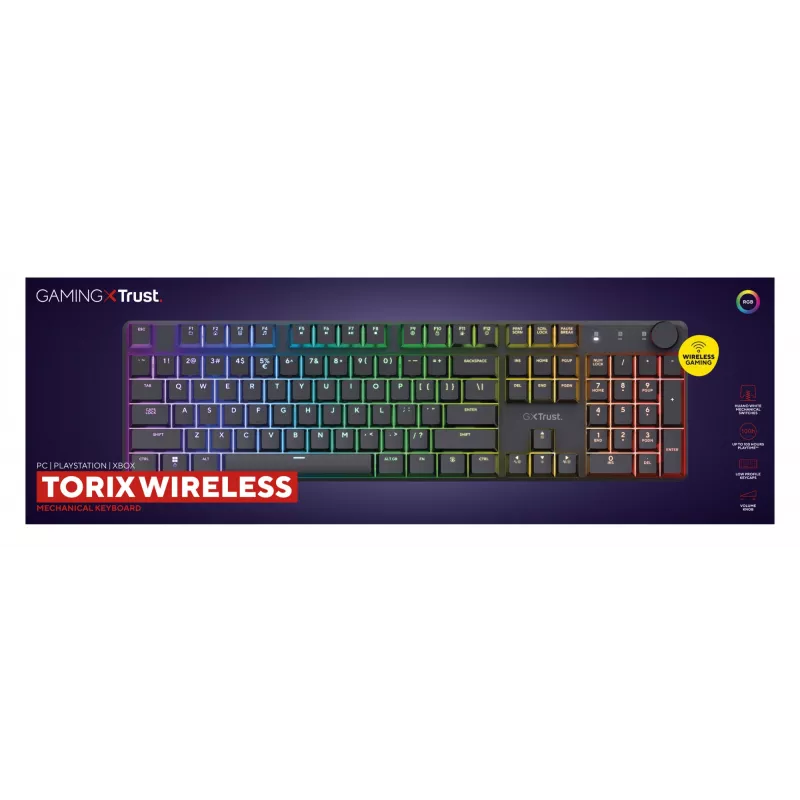Klawiatura Trust GXT 868 Torix dla graczy USB + RF Wireless + Bluetooth QWERTY US English czarna