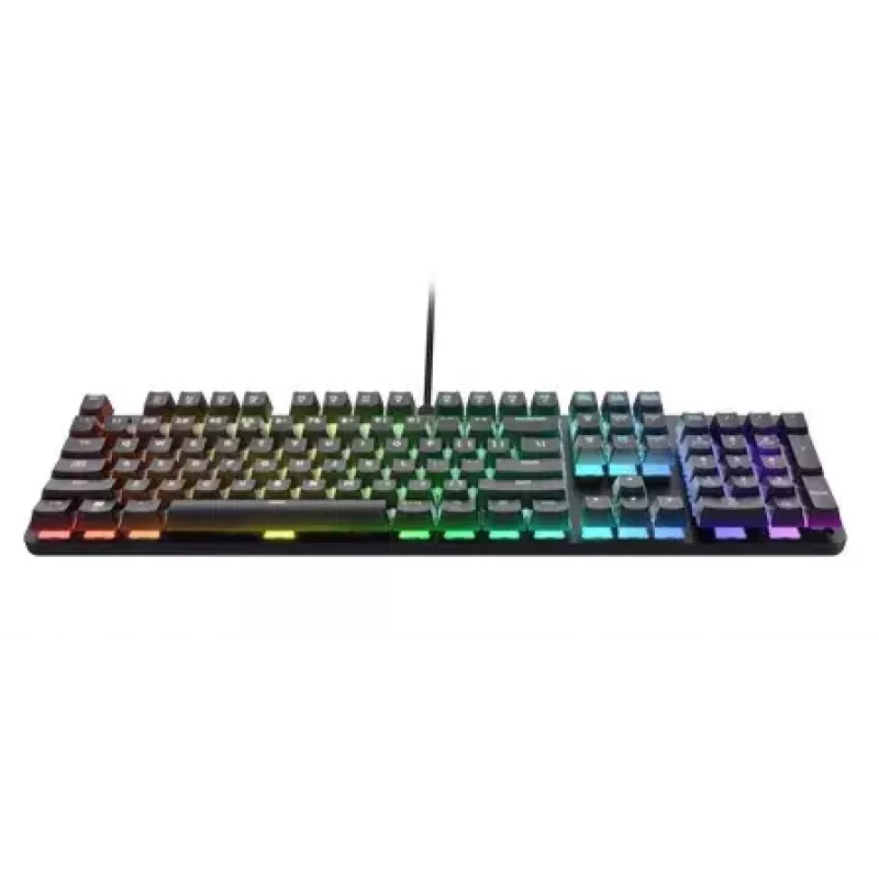 Przewodowa mechaniczna klawiatura gamingowa TRUST GXT 871 Zora — pełnowymiarowa QWERTY US, RGB, N-key rollover, 104 klawisze, aluminium, USB-A, 1,8 m