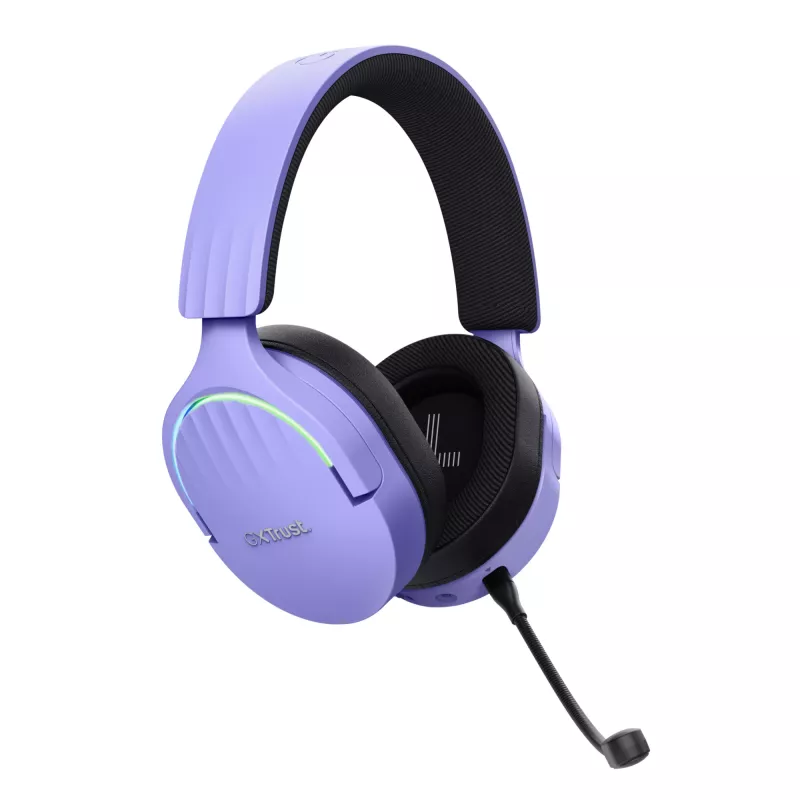 Słuchawki Trust GXT 491P FAYZO Przewodowe i Bezprzewodowe Nauszne Gaming USB Type-A Bluetooth Czarny, Fioletowy