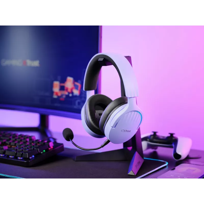 Słuchawki Trust GXT 491P FAYZO Przewodowe i Bezprzewodowe Nauszne Gaming USB Type-A Bluetooth Czarny, Fioletowy