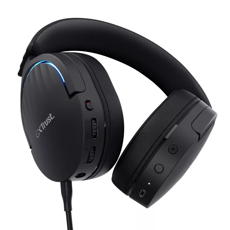 Trust GXT 491 Fayzo Zestaw słuchawkowy Przewodowy i bezprzewodowy Nagłowny Gaming USB Type-C Bluetooth Czarny
