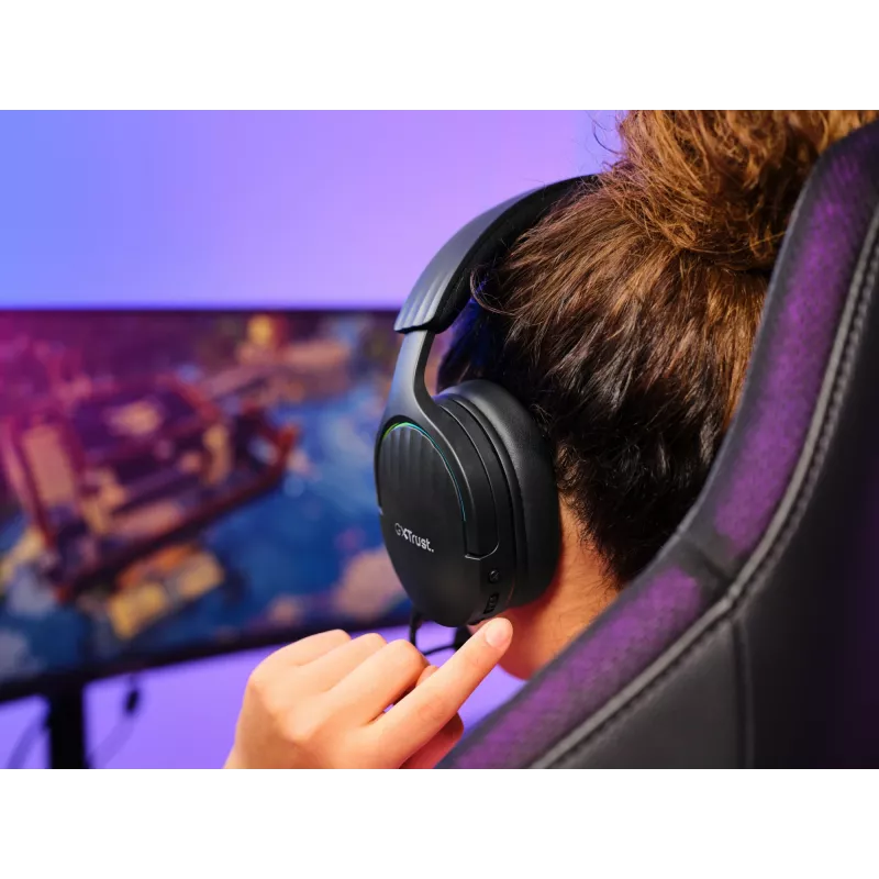 Trust GXT 491 Fayzo Zestaw słuchawkowy Przewodowy i bezprzewodowy Nagłowny Gaming USB Type-C Bluetooth Czarny