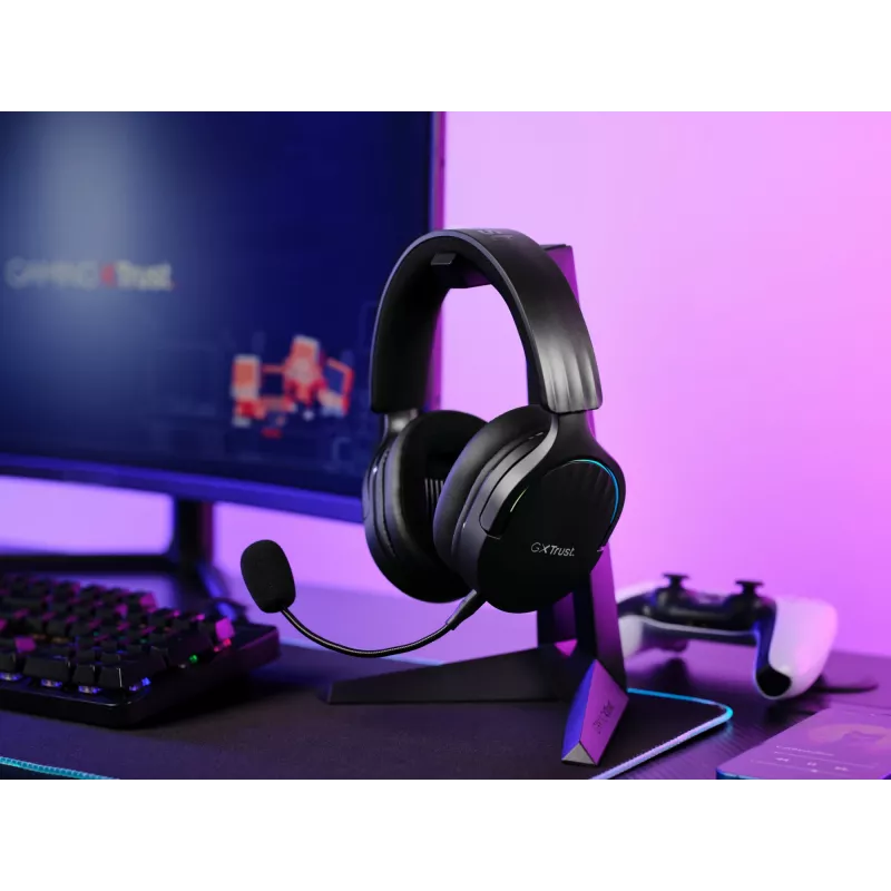 Trust GXT 491 Fayzo Zestaw słuchawkowy Przewodowy i bezprzewodowy Nagłowny Gaming USB Type-C Bluetooth Czarny