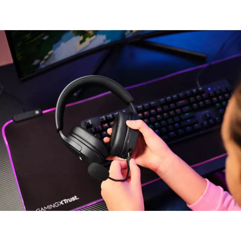 Trust GXT 491 Fayzo Zestaw słuchawkowy Przewodowy i bezprzewodowy Nagłowny Gaming USB Type-C Bluetooth Czarny