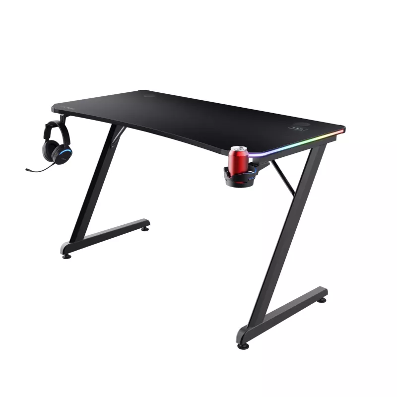 Stół prostokątny TRUST GXT 709 LUMINUS Czarny 1200x600x740 mm