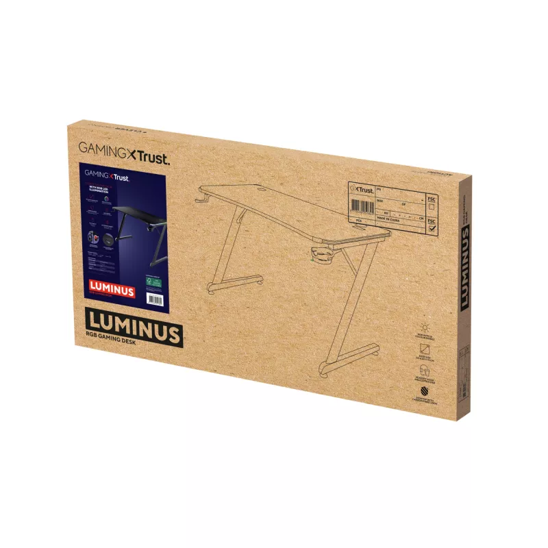 Stół prostokątny TRUST GXT 709 LUMINUS Czarny 1200x600x740 mm