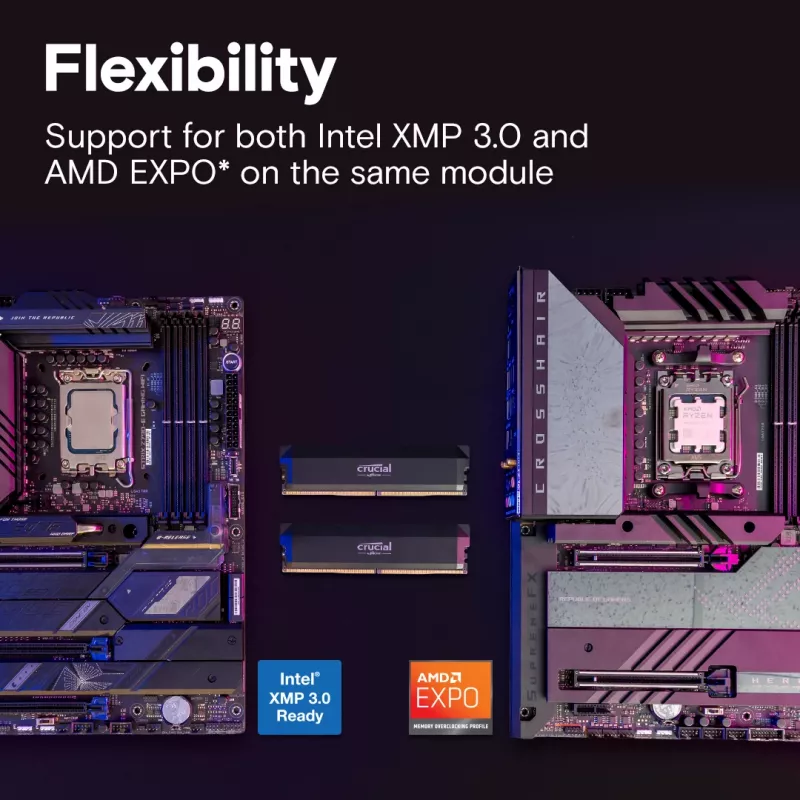 MICRON / CRUCIAL Memory - Crucial Pro - DDR5-6000 UDIMM - OC Gaming - Zestaw 64 GB (2 x 32 GB) - Czarny