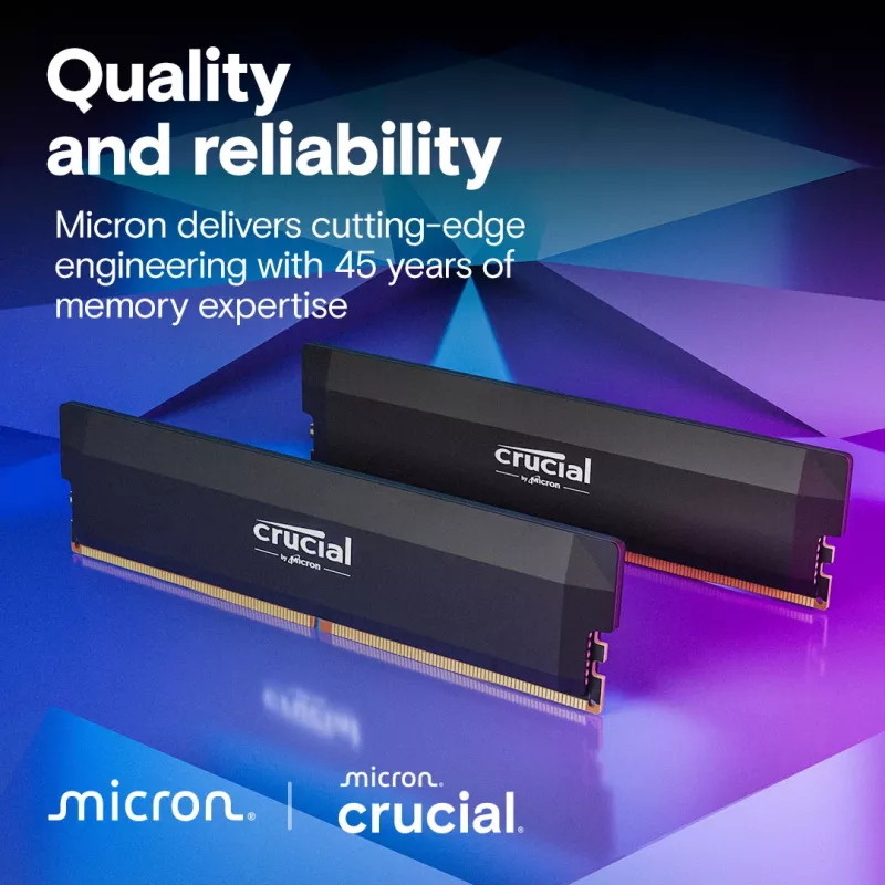 MICRON / CRUCIAL Memory - Crucial Pro - DDR5-6000 UDIMM - OC Gaming - Zestaw 64 GB (2 x 32 GB) - Czarny