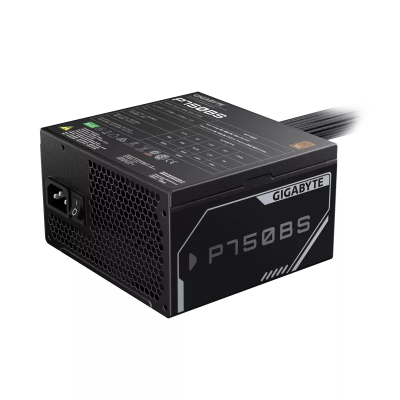 Zasilacz GIGABYTE P750BS – PCI-E 6+2 pin x 4, 80 PLUS Bronze, wentylator 120 mm, kompatybilny z ATX, wtyczka EU