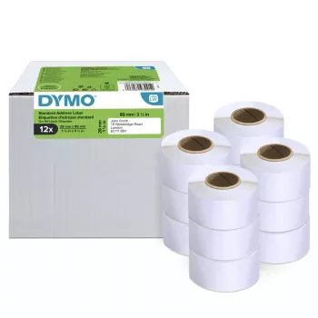 Autentyczne etykiety adresowe DYMO LabelWriter | 28 mm x 89 mm | 12 rolek po 130 łatwo odklejalnych etykiet (łącznie 1560 szt.) | Samoprzylepne | do drukarek etykiet LabelWriter