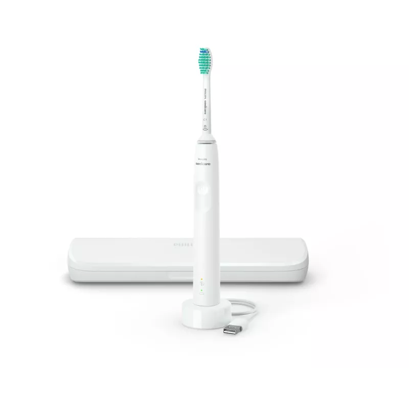 Soniczna szczoteczka do zębów Philips serii 3100 HX3673/13 — soniczna, 31 000 ruchów/min, 1 tryb, biała, akumulatorowa z baterią Li‑Ion