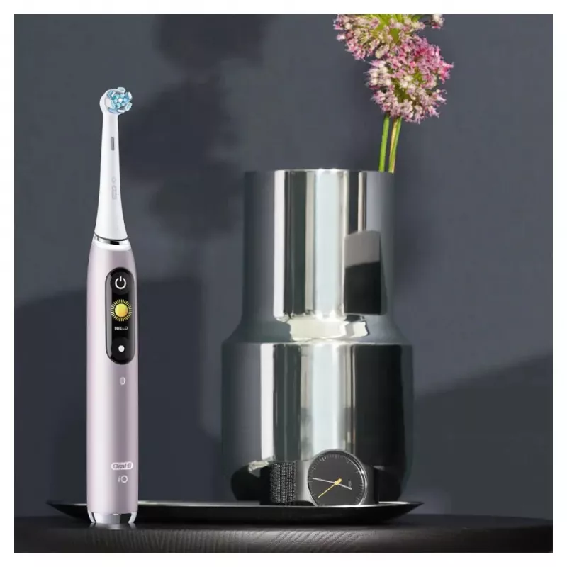 Szczoteczka elektryczna Oral-B iO 9 dla dorosłych, rotacyjna, 2 uchwyty, 2 końcówki, wbudowany akumulator, ładowanie 3 h, czarno-różowa