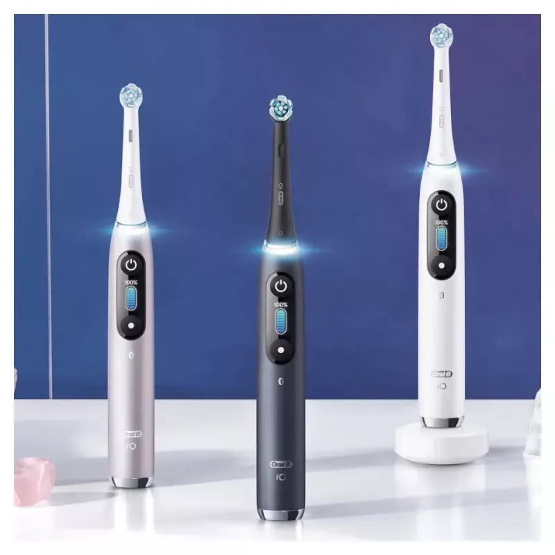 Szczoteczka elektryczna Oral-B iO 9 dla dorosłych, rotacyjna, 2 uchwyty, 2 końcówki, wbudowany akumulator, ładowanie 3 h, czarno-różowa
