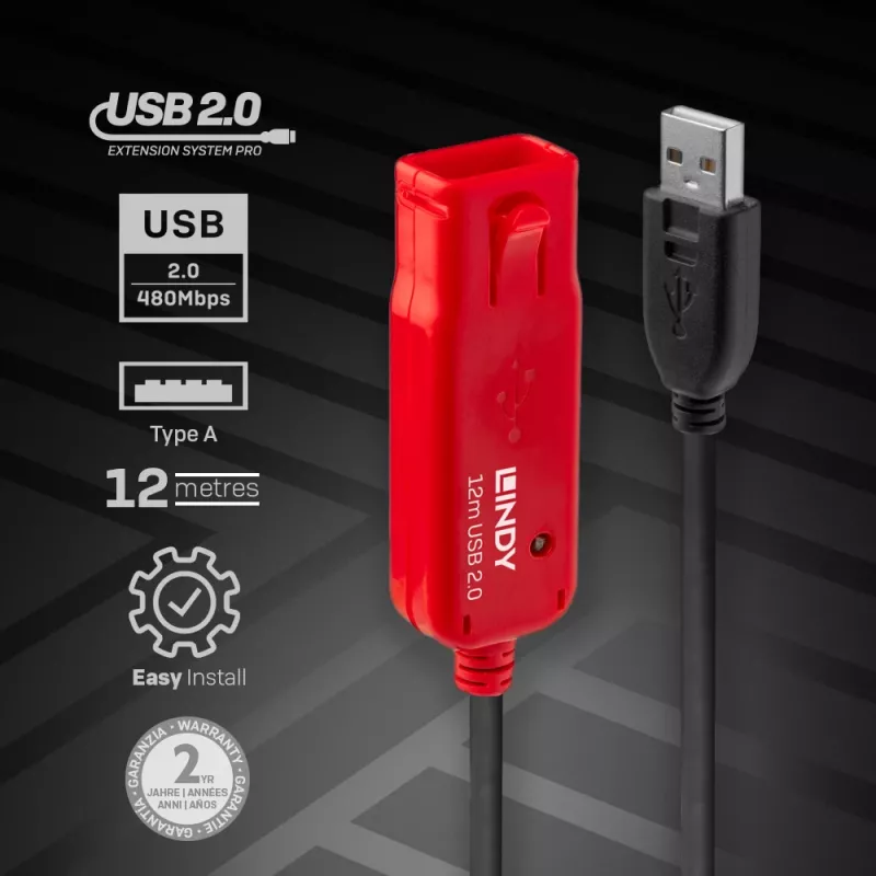 Kabel przedłużający USB Lindy 12m Active Extension Pro