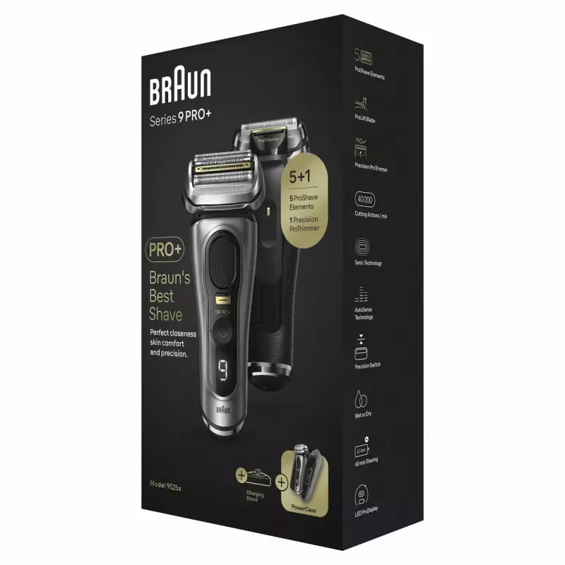 Golarka Braun Series 9 Pro+ 9525s Wet & Dry foliowa Trymer Metaliczna
