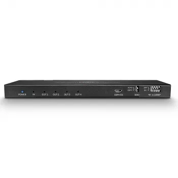 Rozdzielacz HDMI 18G Lindy z 4 portami, funkcją audio i skalowaniem w dół