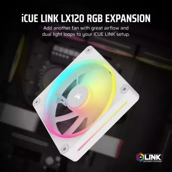 Wentylator Corsair iCUE LINK LX120 RGB 12 cm biały 400-2400 RPM
