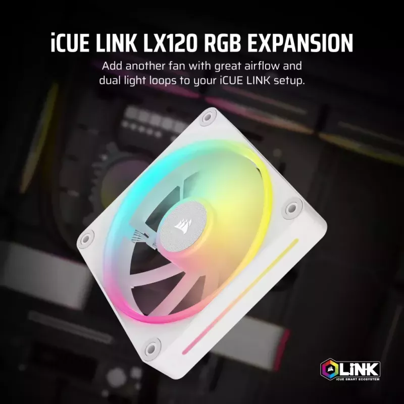 Wentylator Corsair iCUE LINK LX120 RGB 12 cm biały 400-2400 RPM