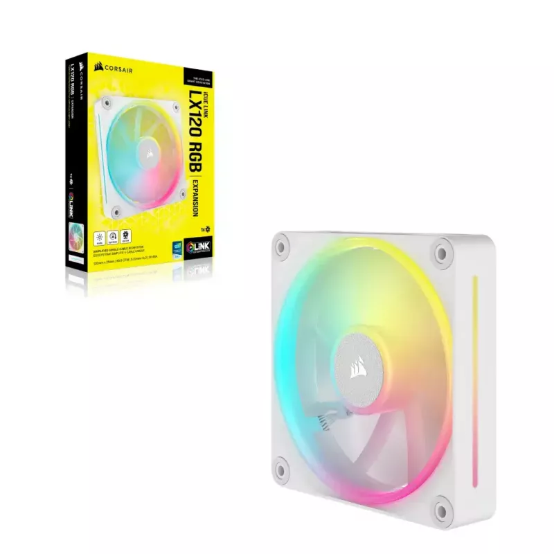 Wentylator Corsair iCUE LINK LX120 RGB 12 cm biały 400-2400 RPM