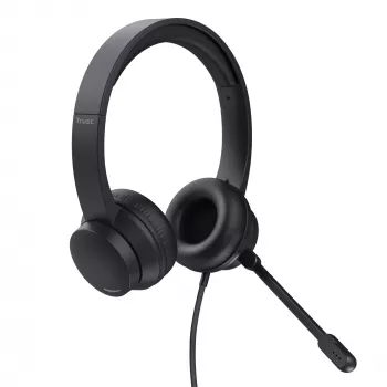 Trust HS-201 Zestaw słuchawkowy Przewodowy Nagłowny Biuro/Call center USB Typ-A Czarny