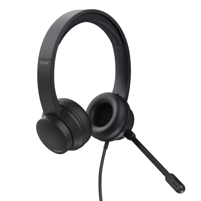 Trust HS-201 Zestaw słuchawkowy Przewodowy Nagłowny Biuro/Call center USB Typ-A Czarny