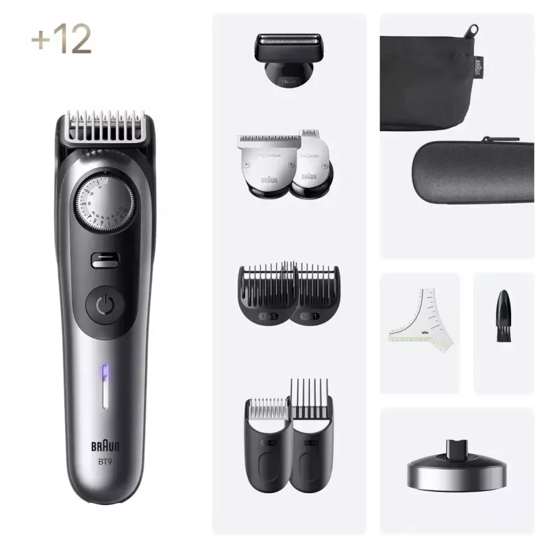 Braun BeardTrimmer 9 BT9560 Bateria 52 2 cm Wet & Dry Czarny, Szary