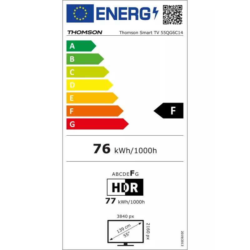 Telewizor Thomson Q70 Series 55QG6C14 — 55 cali QLED 4K Ultra HD (3840×2160), Google TV, Wi‑Fi, DVB-C/S/T/T2