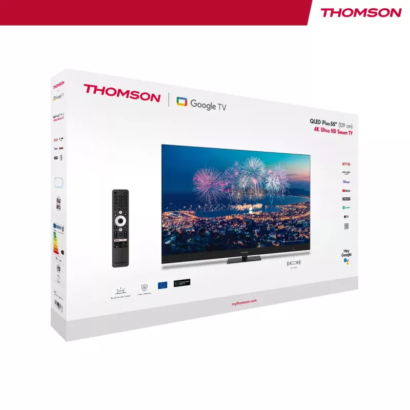 Telewizor Thomson Q70 Series 55QG6C14 — 55 cali QLED 4K Ultra HD (3840×2160), Google TV, Wi‑Fi, DVB-C/S/T/T2
