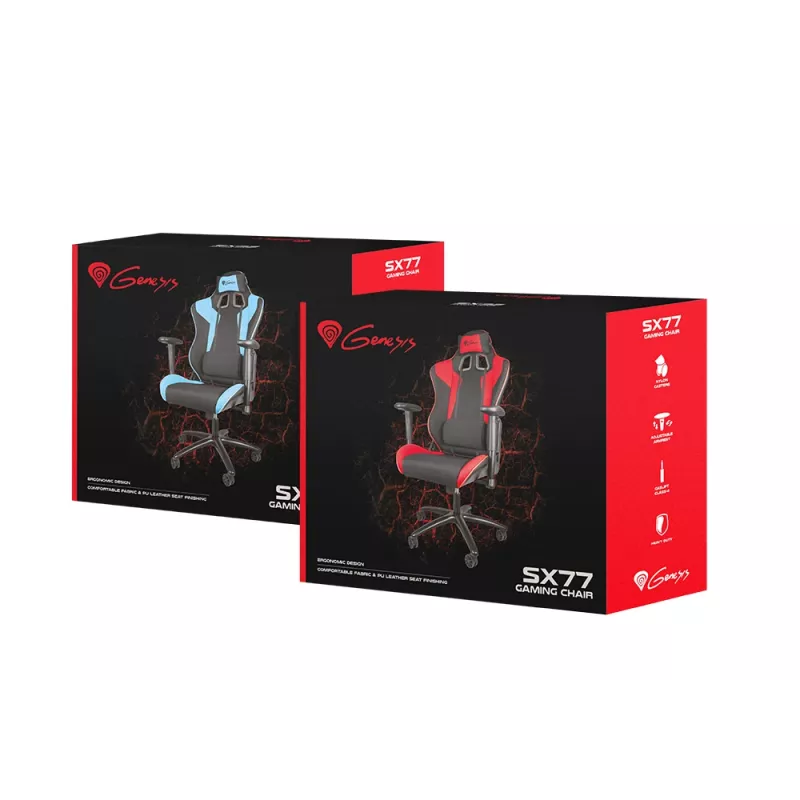 Fotel gamingowy GENESIS SX77 Wyściełane siedzisko Czarny, czerwony