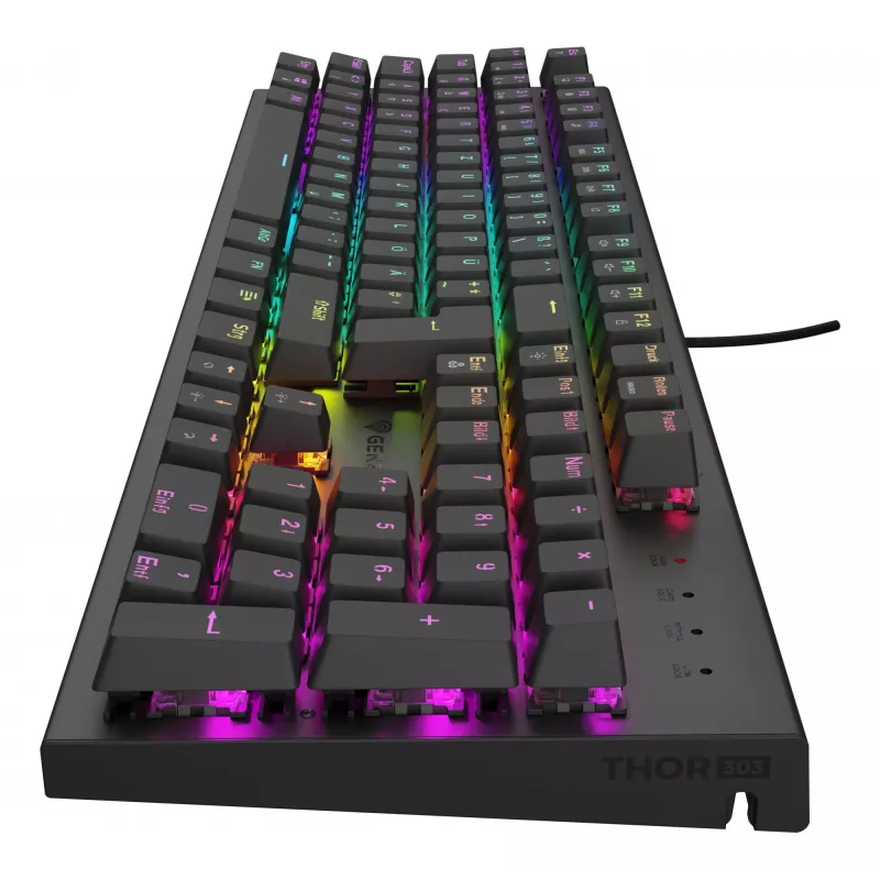 Genesis Thor 303 Klawiatura Gamingowa USB QWERTZ Niemiecka Czarna Mechaniczna RGB