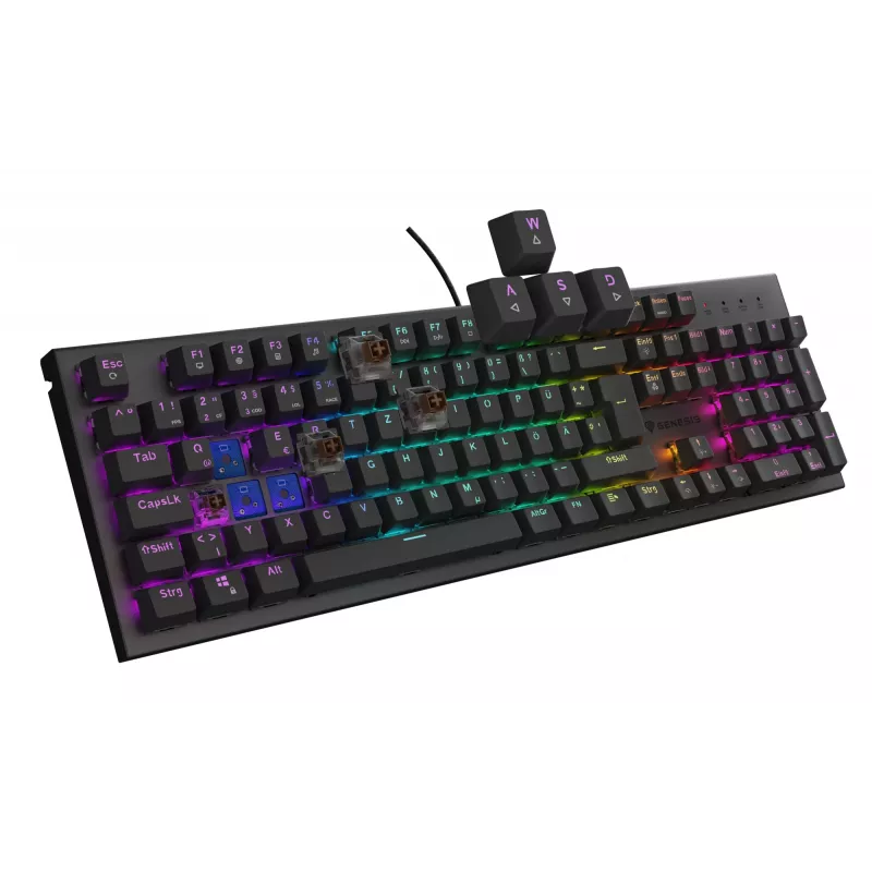 Genesis Thor 303 Klawiatura Gamingowa USB QWERTZ Niemiecka Czarna Mechaniczna RGB