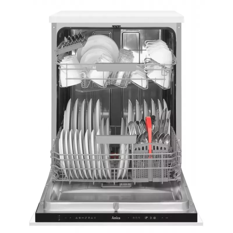 Zmywarka do zabudowy AMICA DIM62E7qH — 14 kompletów, 60 cm, wyświetlacz dotykowy LED, 7 programów, Biały