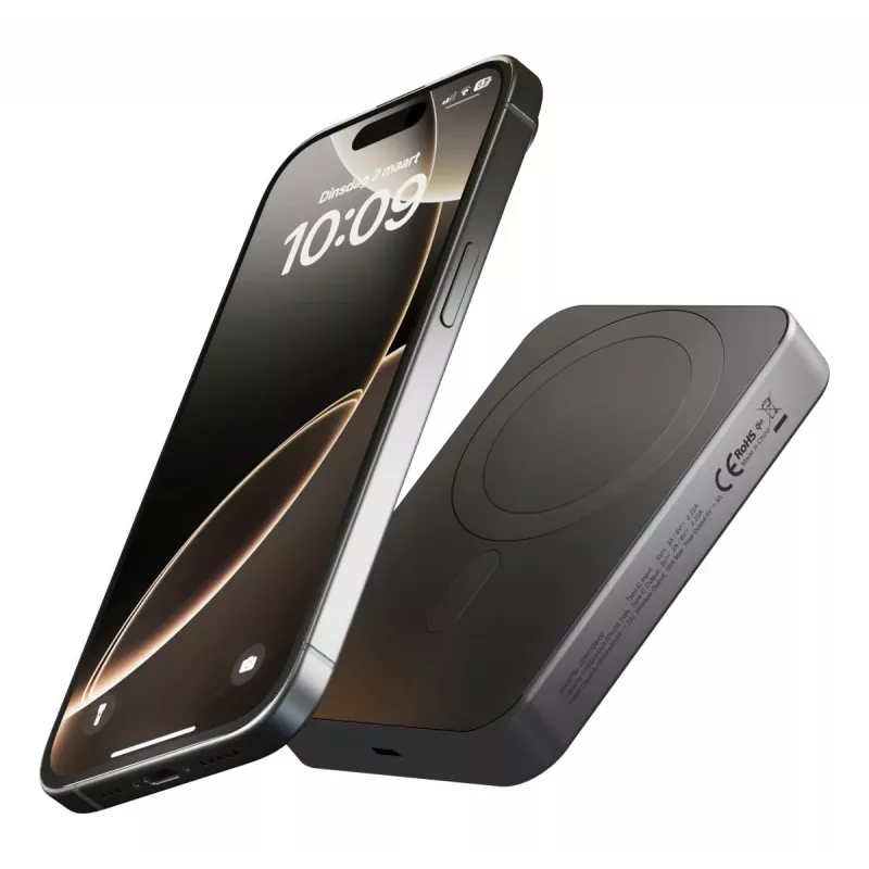ZENS Powerbank cienki Qi2 Al 10000mAh Czarny