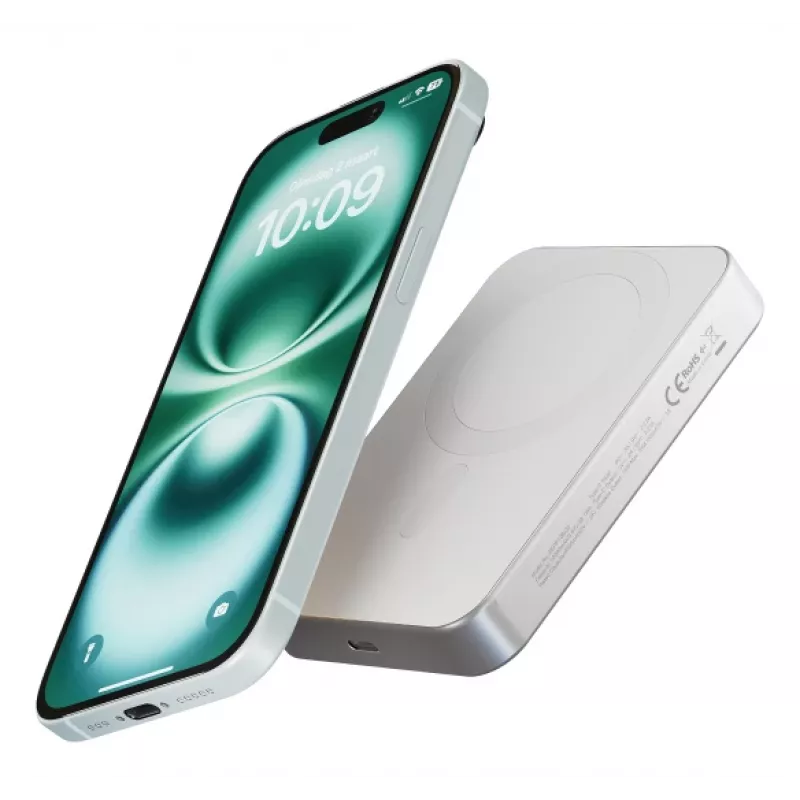 ZENS Powerbank cienki Qi2 Al 10000mah biały