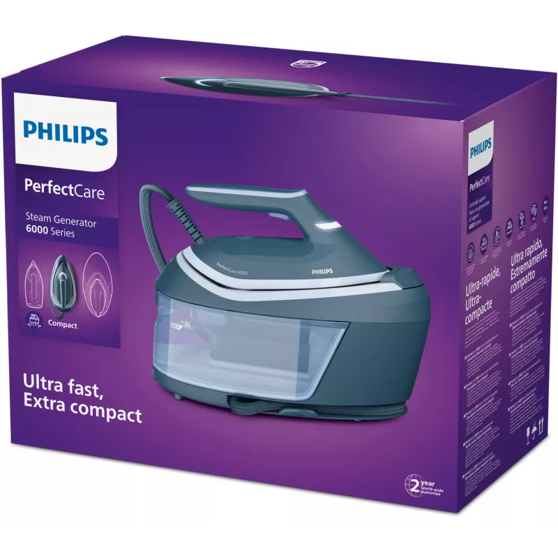 Stacja parowa Philips serii 6000 PSG6042/20 2400 W 1,8 l SteamGlide Advanced niebieska