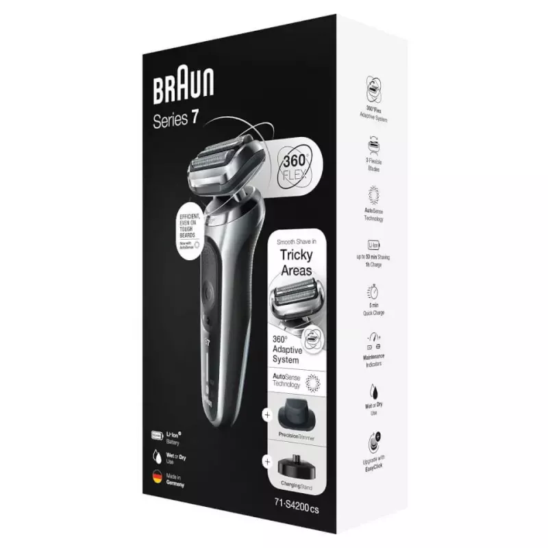 Golarka foliowa Braun Series 7 71-S4200cs Czarna AutoSense Bateria