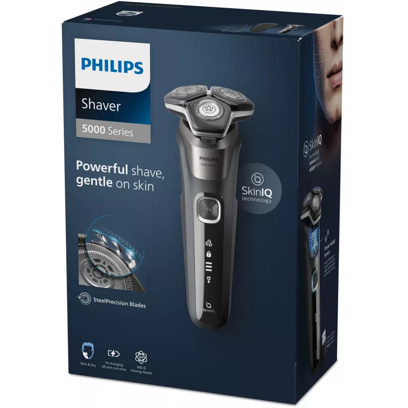 Maszynka do golenia Philips SHAVER Series 5000 S5887/30, rotacyjna, czarna, szara