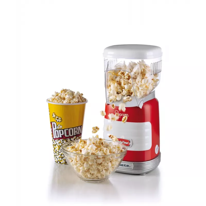 Ariete 2956, Pop Corn Party Time, Maszyna do popcornu, Wytwarza 60 g popcornu w 2 minuty gorącym powietrzem, Bez tłuszczu, 1000 W, Czerwony