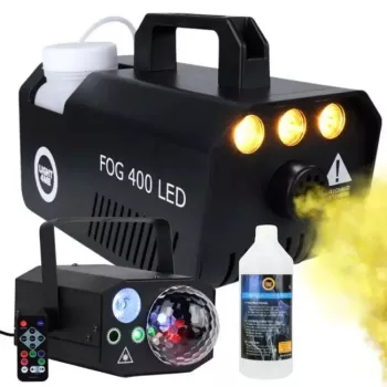 Wytwornica dymu Light4Me GIG SET 1 400W LED — generator dymu z oświetleniem LED 400 W, IP20, zestaw zawiera generator dymu i mgły